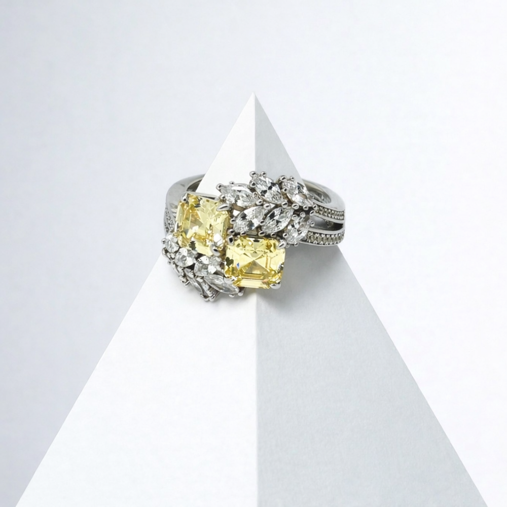 Sterling Silver Yellow Cubic Zirconia Ring