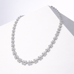 Sterling Silver Flowers In My Dream Cz Short Necklace