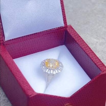 Canary Yellow and Clear CZ Flower Ring