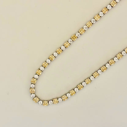 Sterling Silver Canary Yellow and Clear Cubic Zirconia Necklace