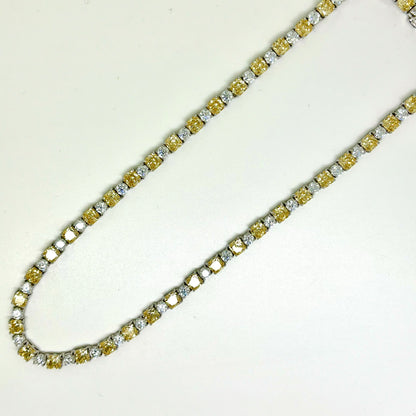 Sterling Silver Canary Yellow and Clear Cubic Zirconia Necklace