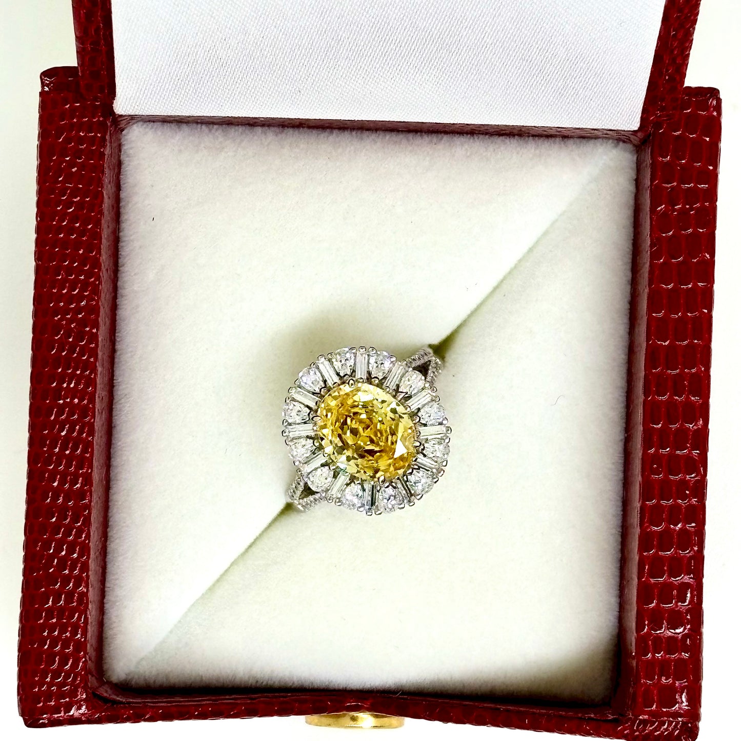 Canary Yellow and Clear CZ Flower Ring