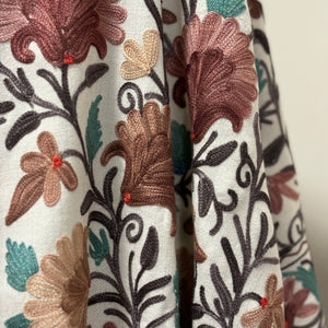 Ivory Color Shawl with Multi Color Aari Embroidry