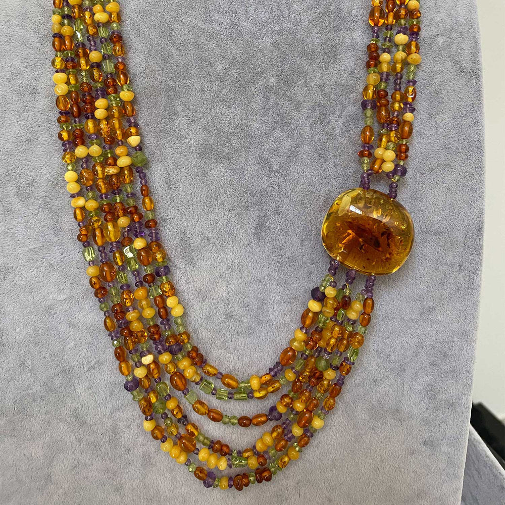 Handmade Multicolor Baltic Amber Necklace